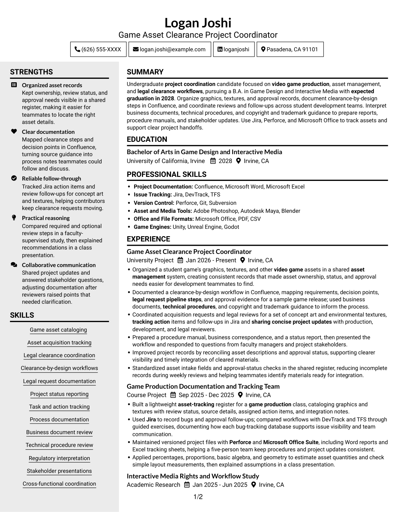 Resume example — page 1