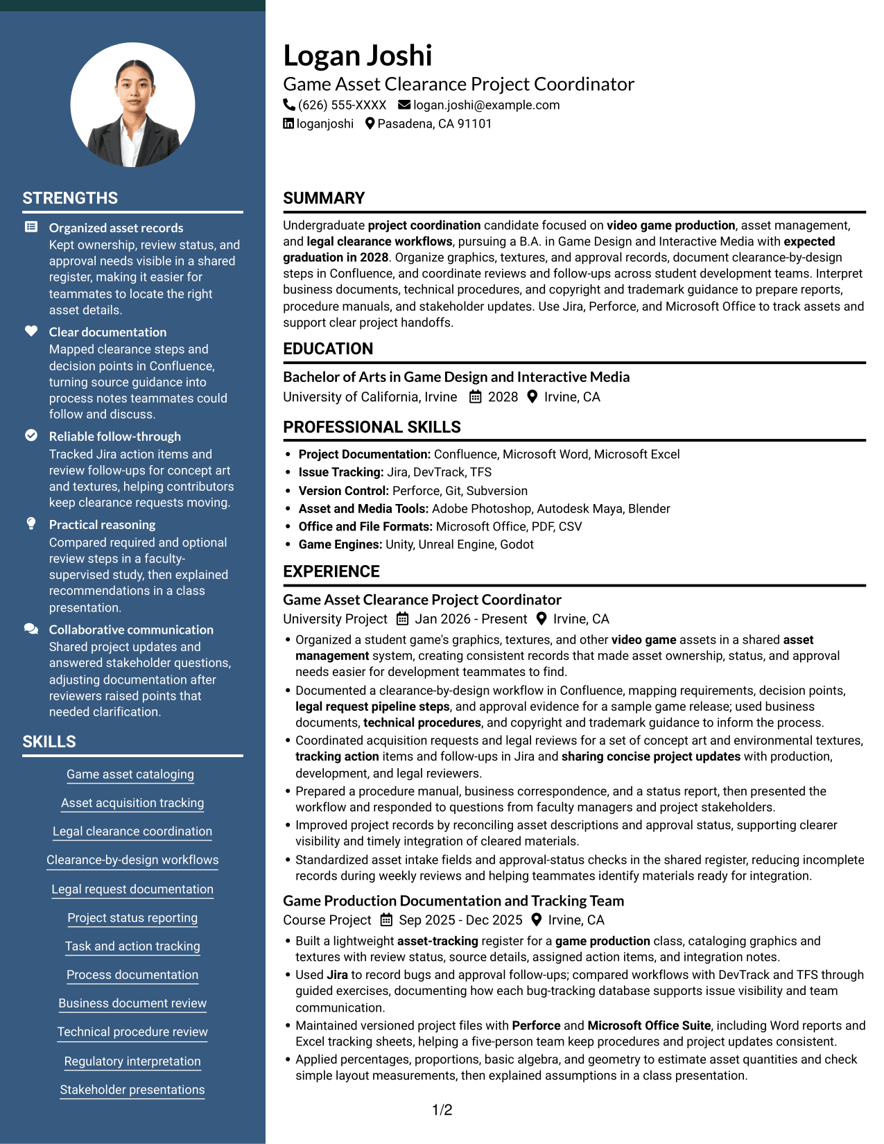 Resume example — page 1