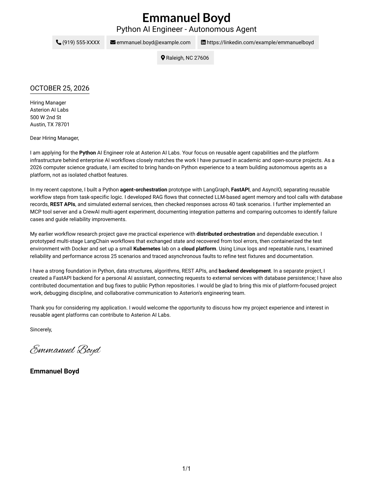 Cover letter example — page 1
