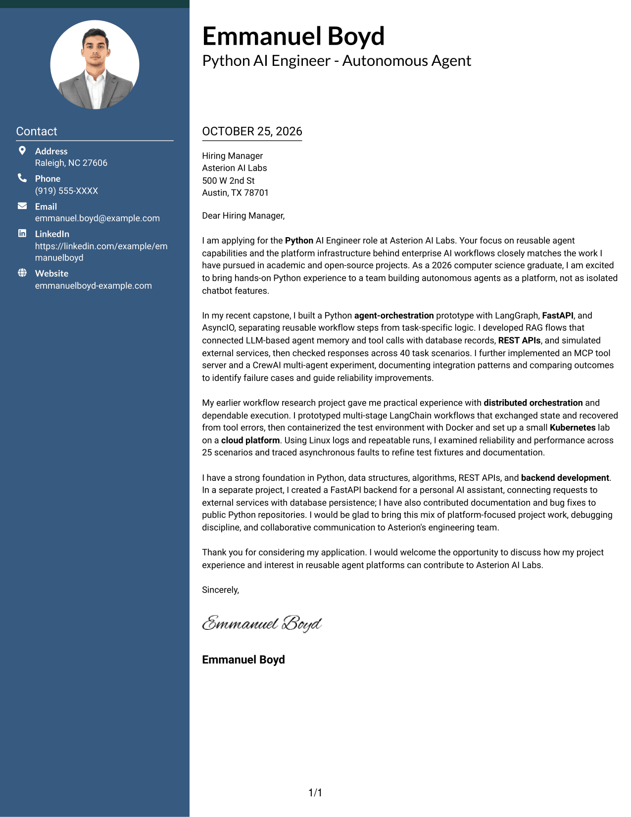 Cover letter example — page 1