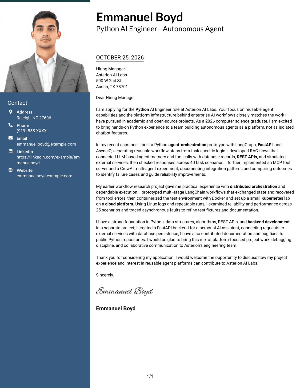 Cover letter example — page 1