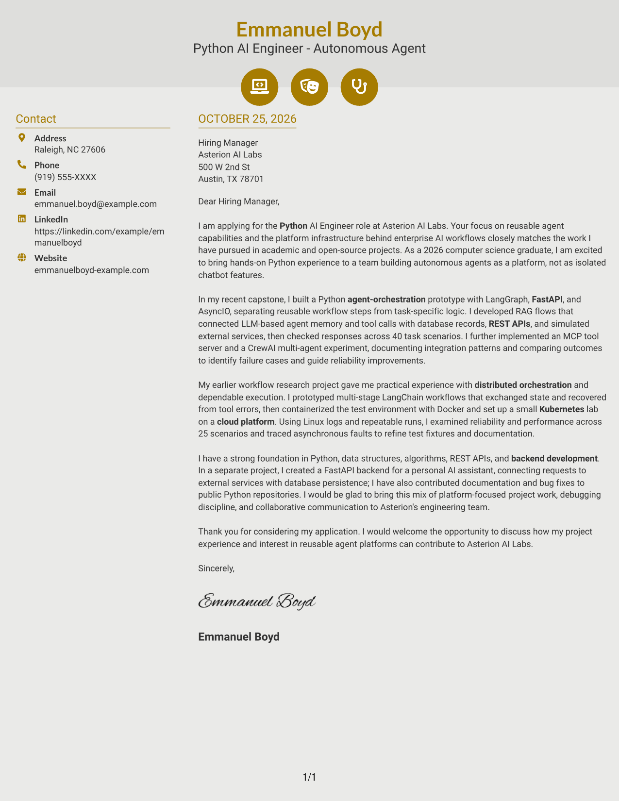 Cover letter example — page 1