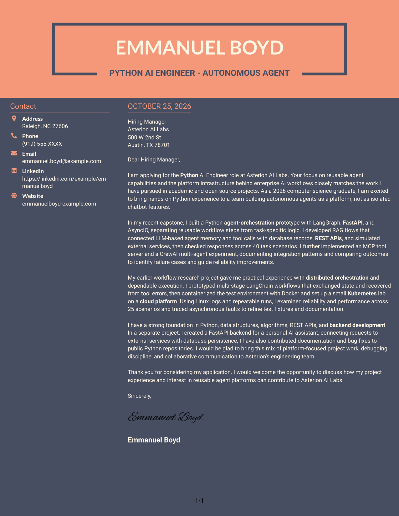 Cover letter example — page 1