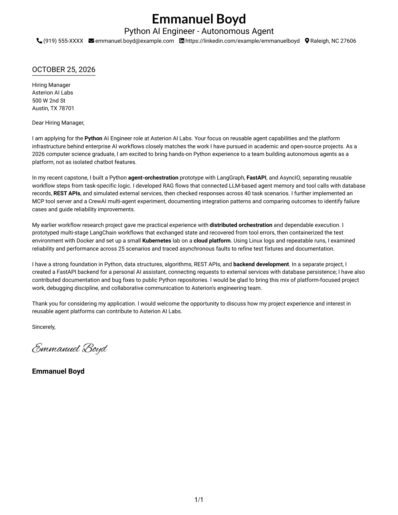 Cover letter example — page 1