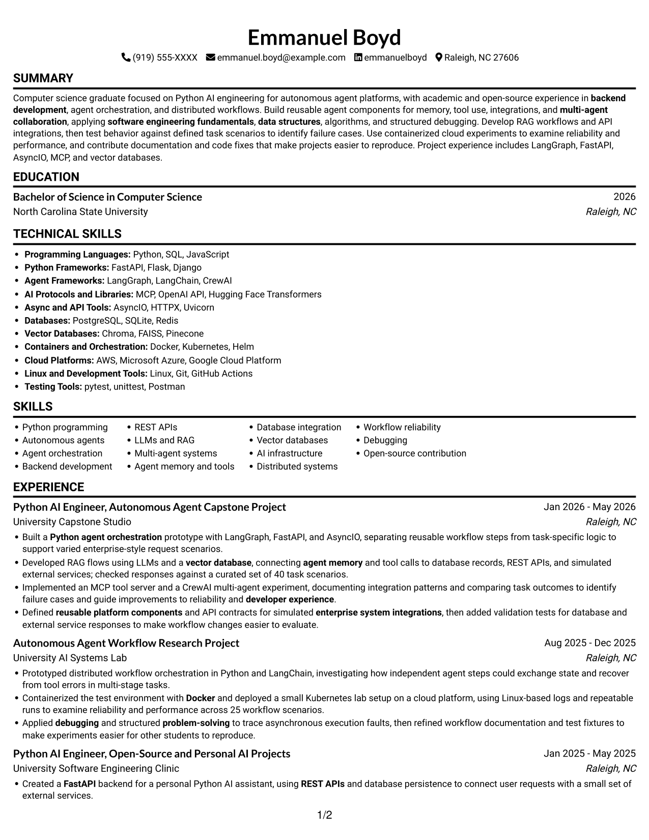 Resume example — page 1