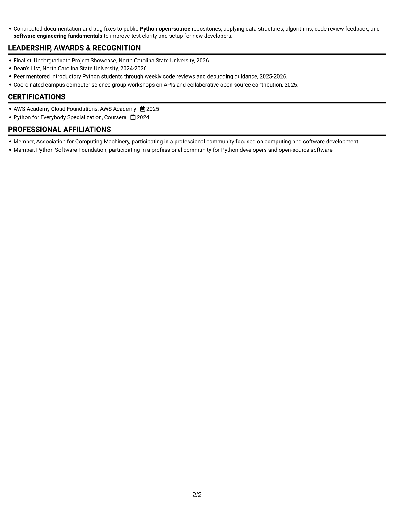 Resume example — page 2