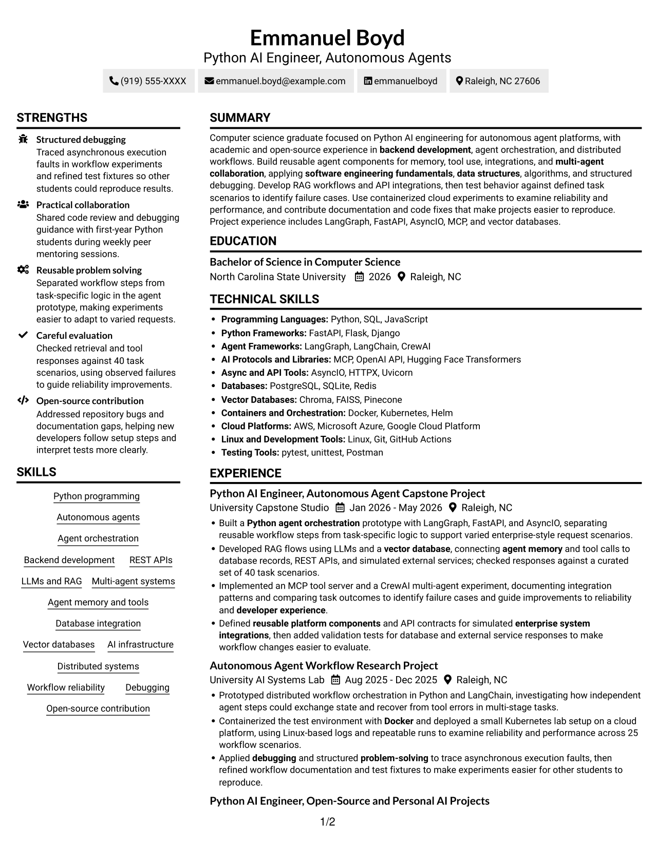 Resume example — page 1