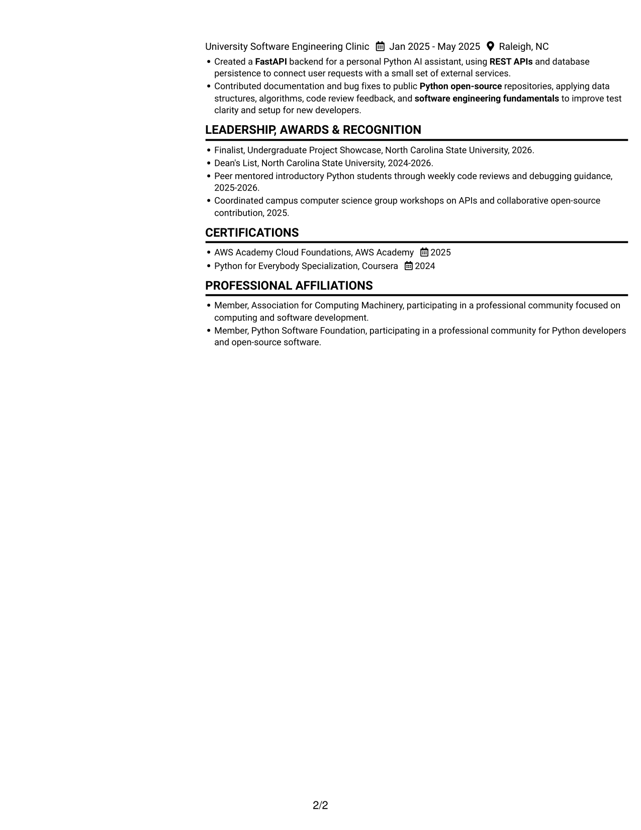 Resume example — page 2