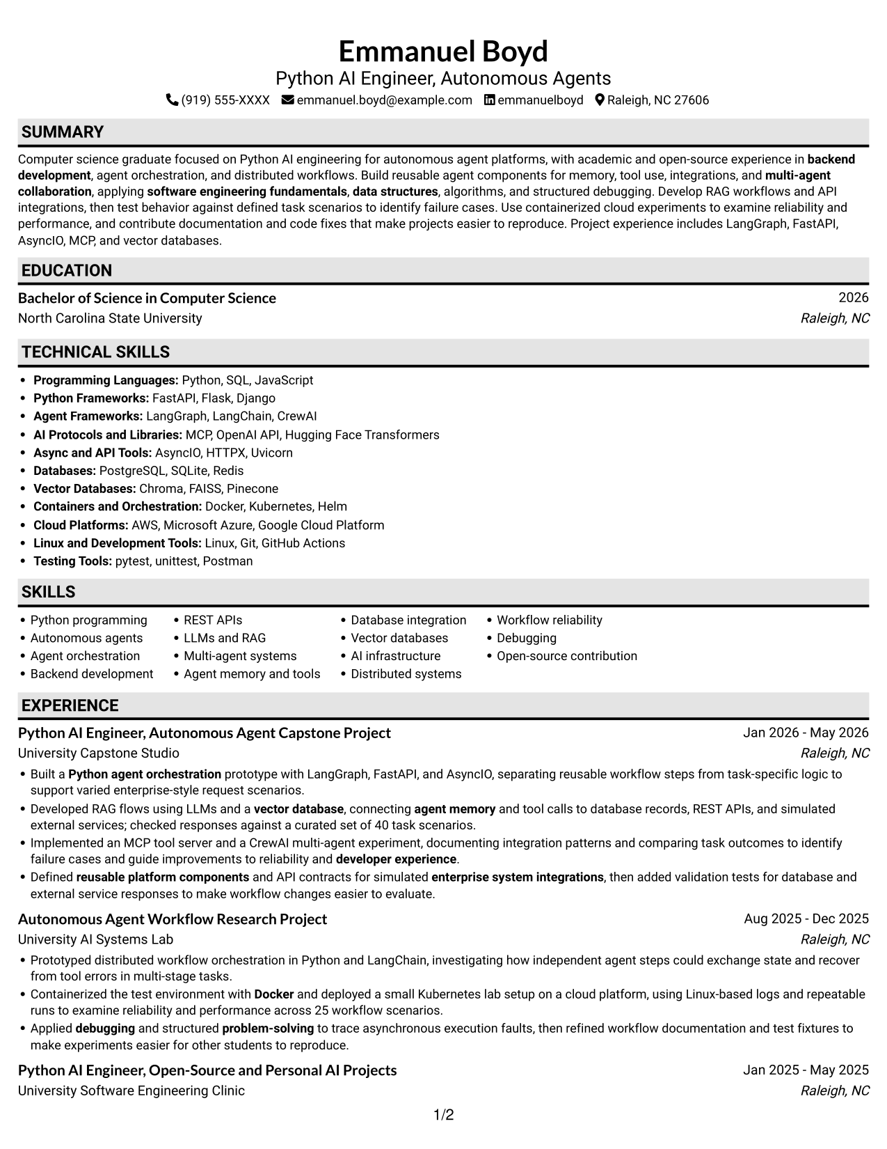 Resume example — page 1