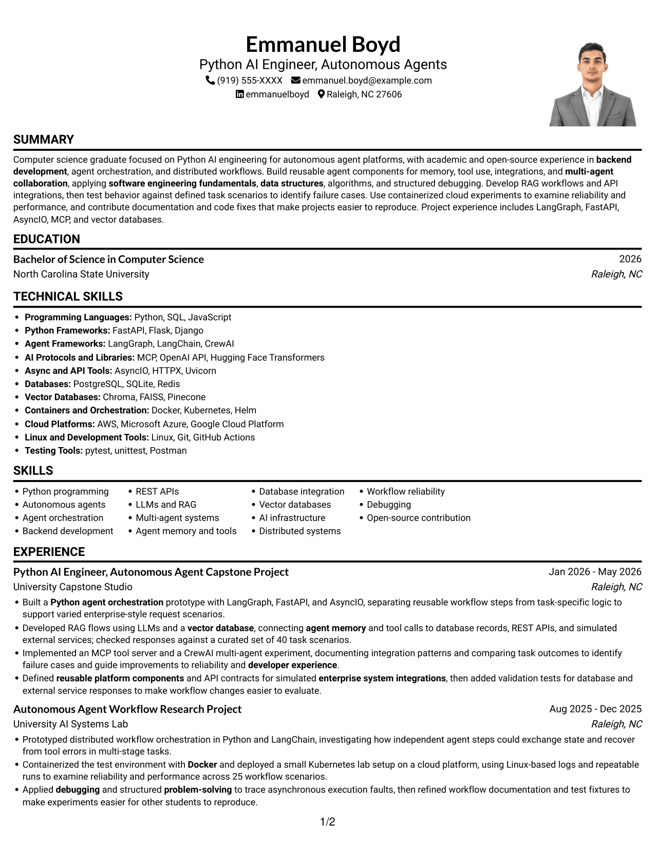 Resume example — page 1