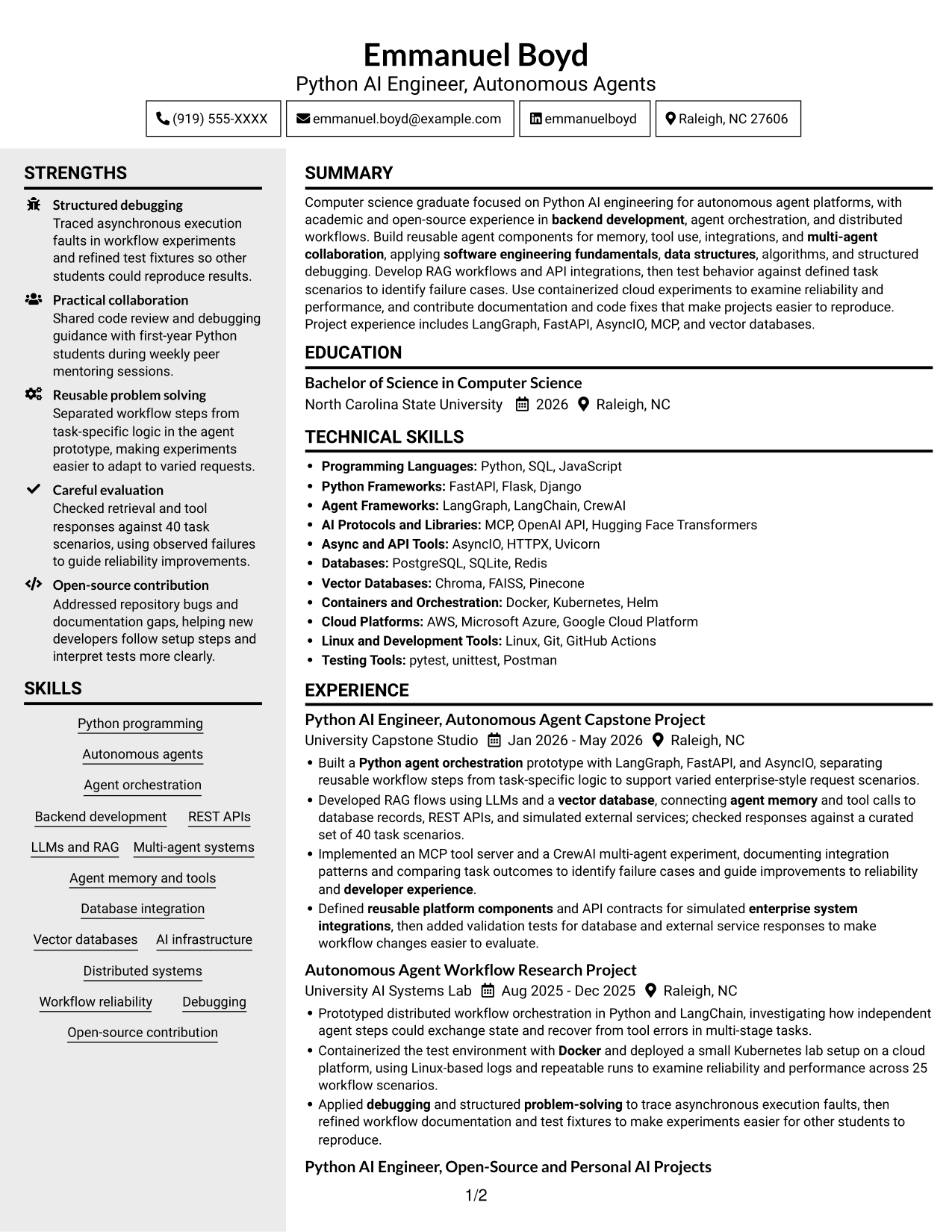 Resume example — page 1