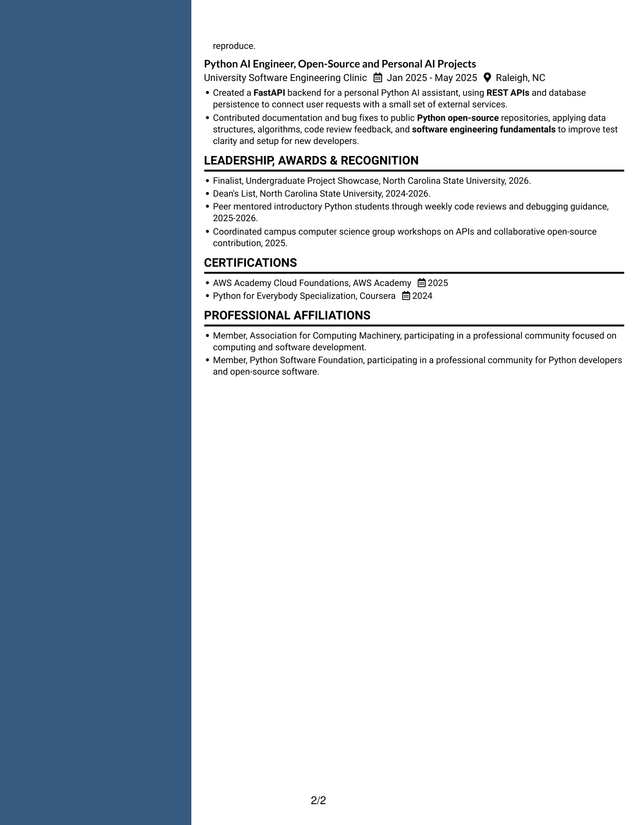 Resume example — page 2