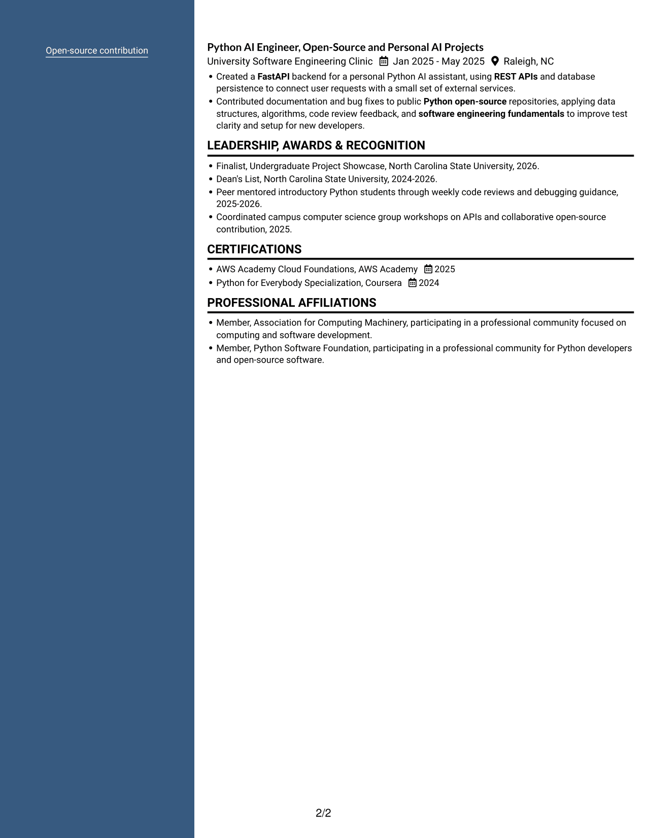 Resume example — page 2