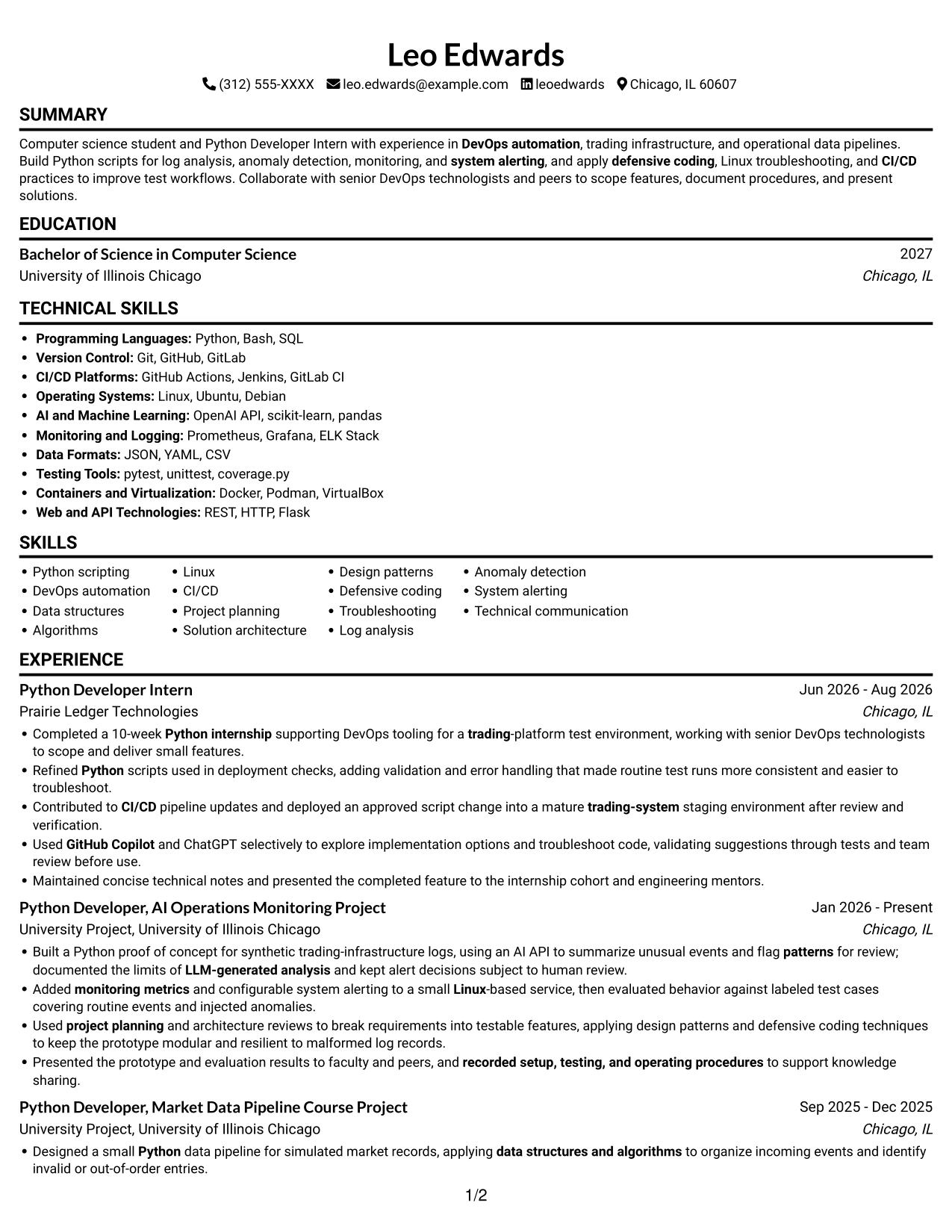 Resume example — page 1