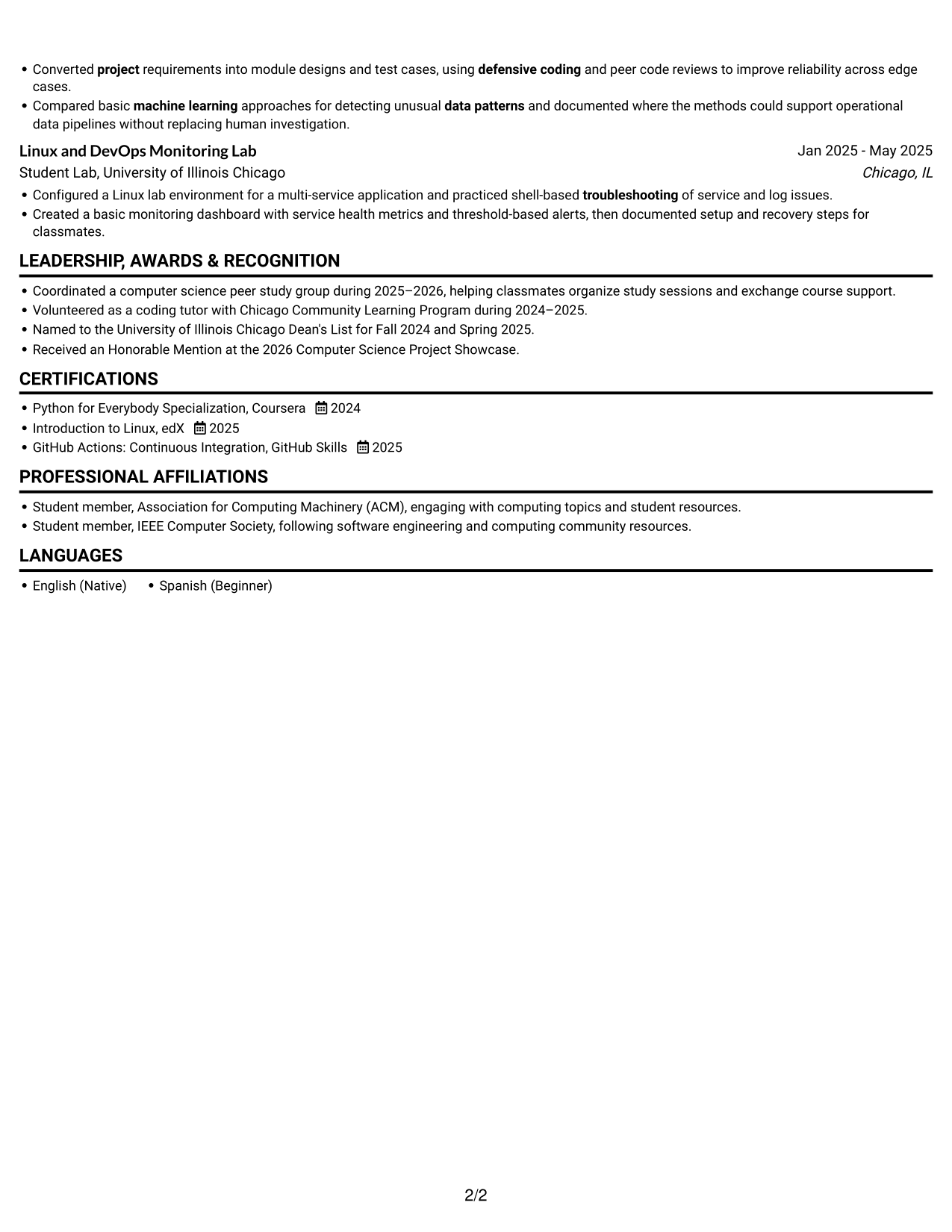 Resume example — page 2