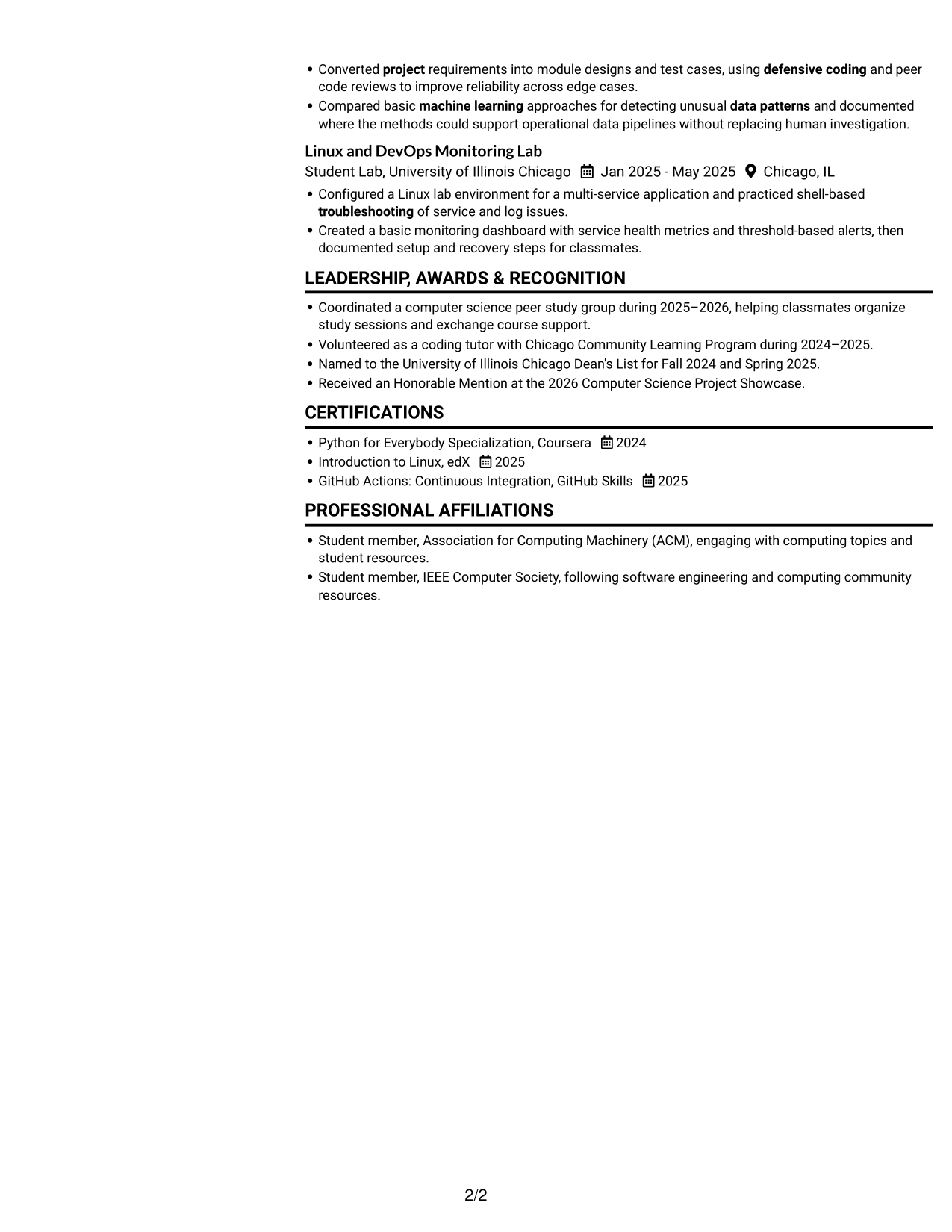 Resume example — page 2