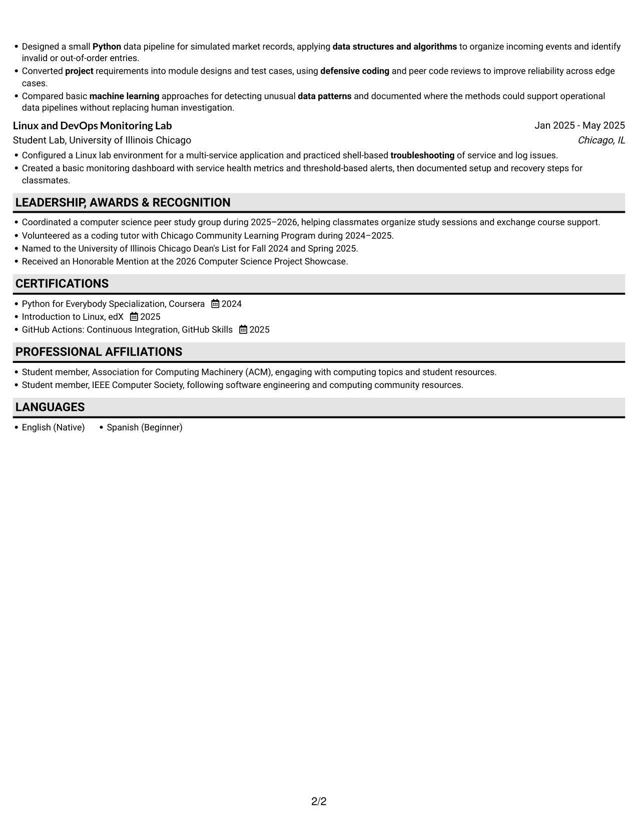 Resume example — page 2