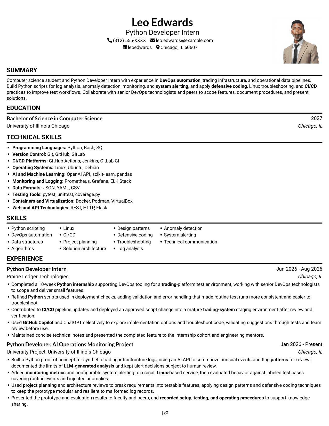 Resume example — page 1