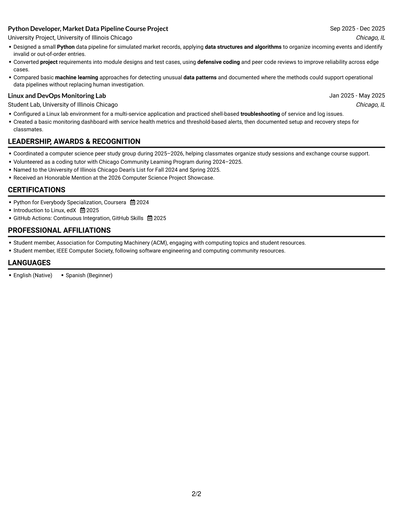 Resume example — page 2