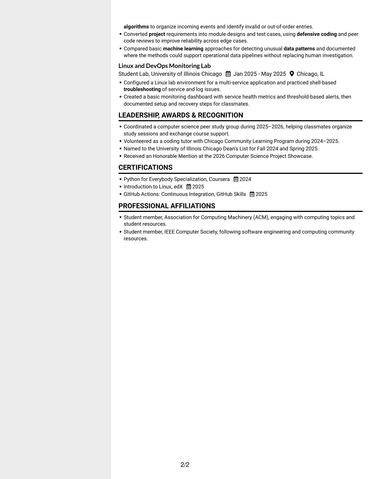 Resume example — page 2