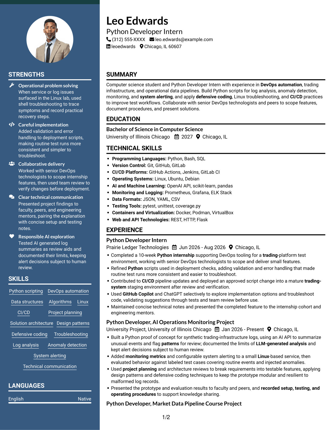 Resume example — page 1