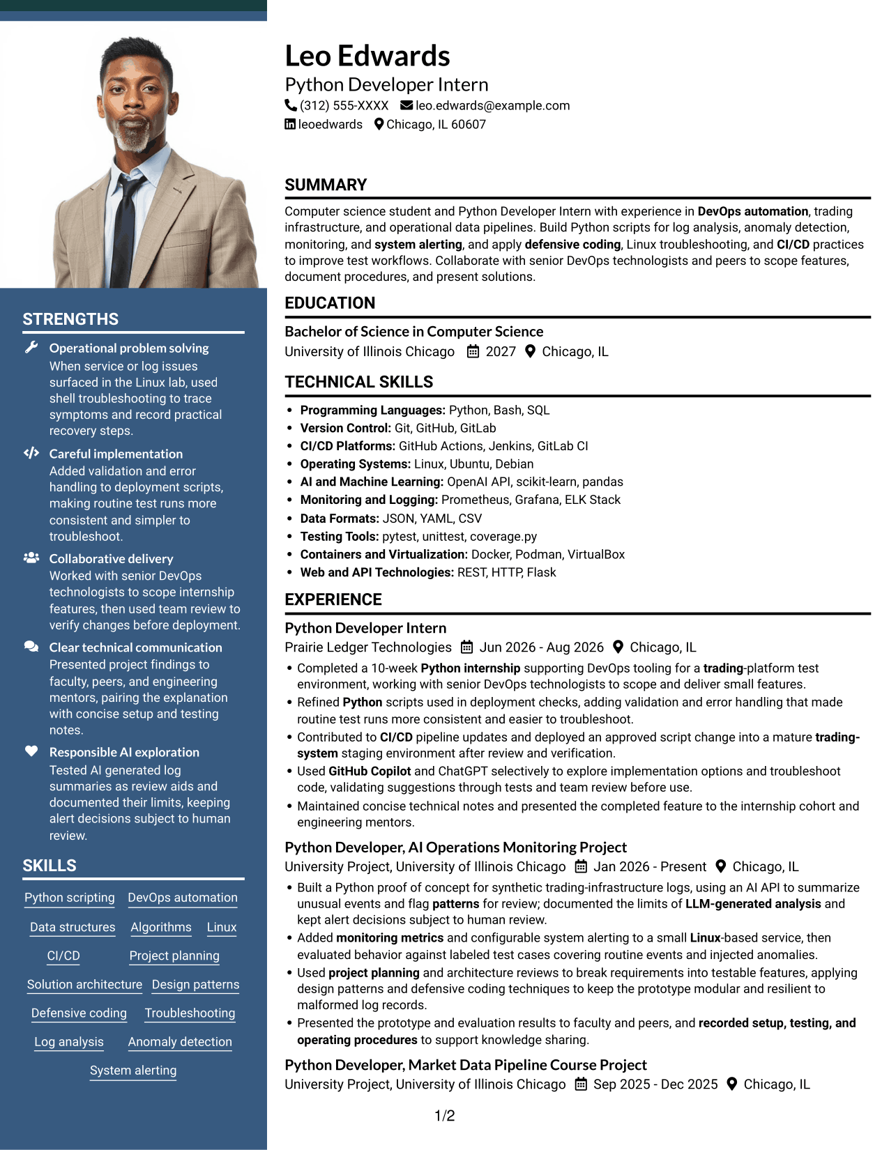 Resume example — page 1