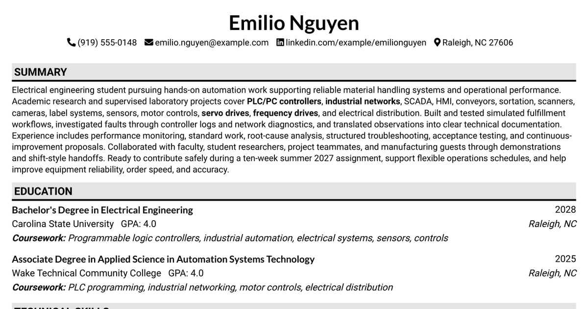 33 QA Automation Engineer Intern, (Nationwide) - Summer 2027 Resume Templates with Example 2026 (ATS-Optimized)