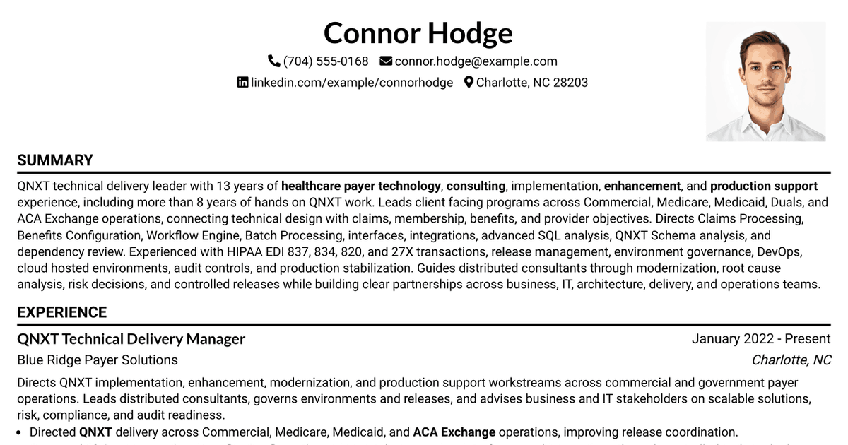 7 QNXT Technical Manager Resume Templates with Example