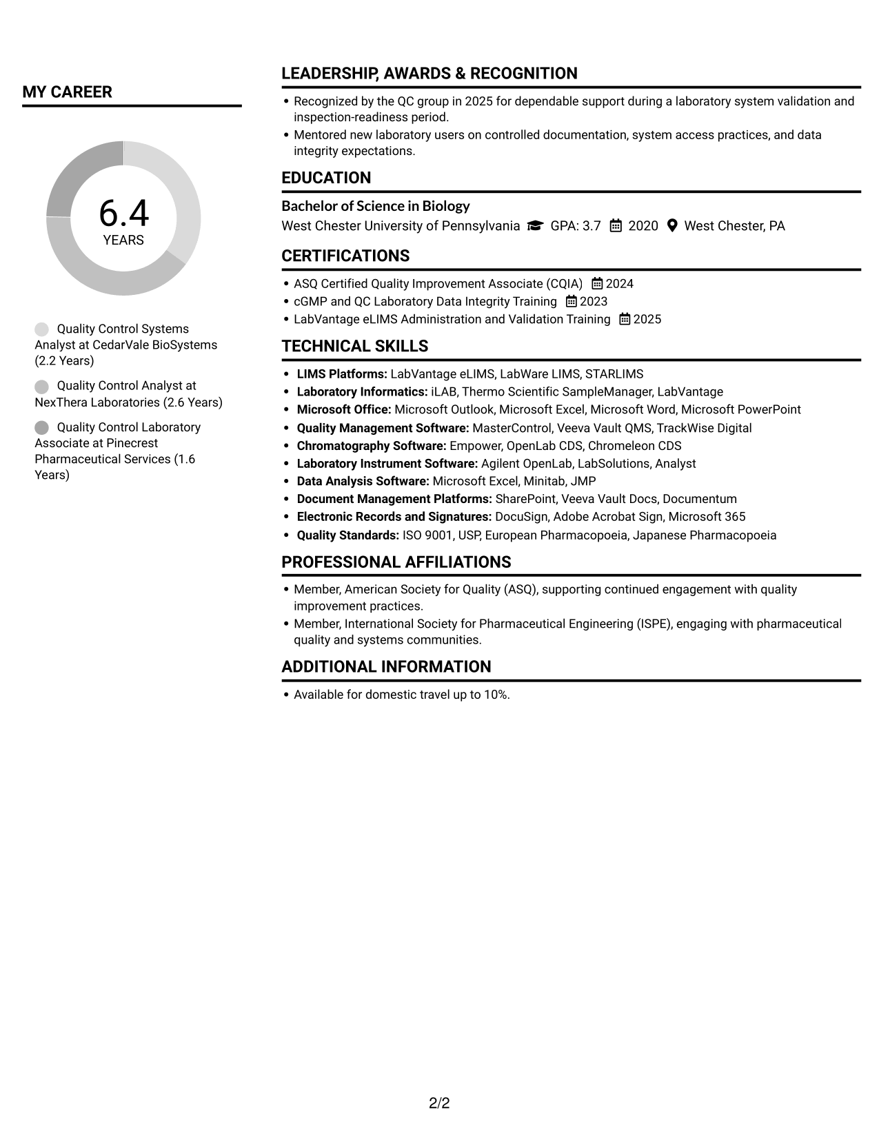 Resume example — page 2