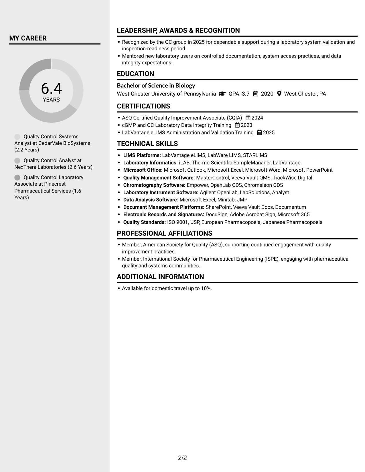 Resume example — page 2