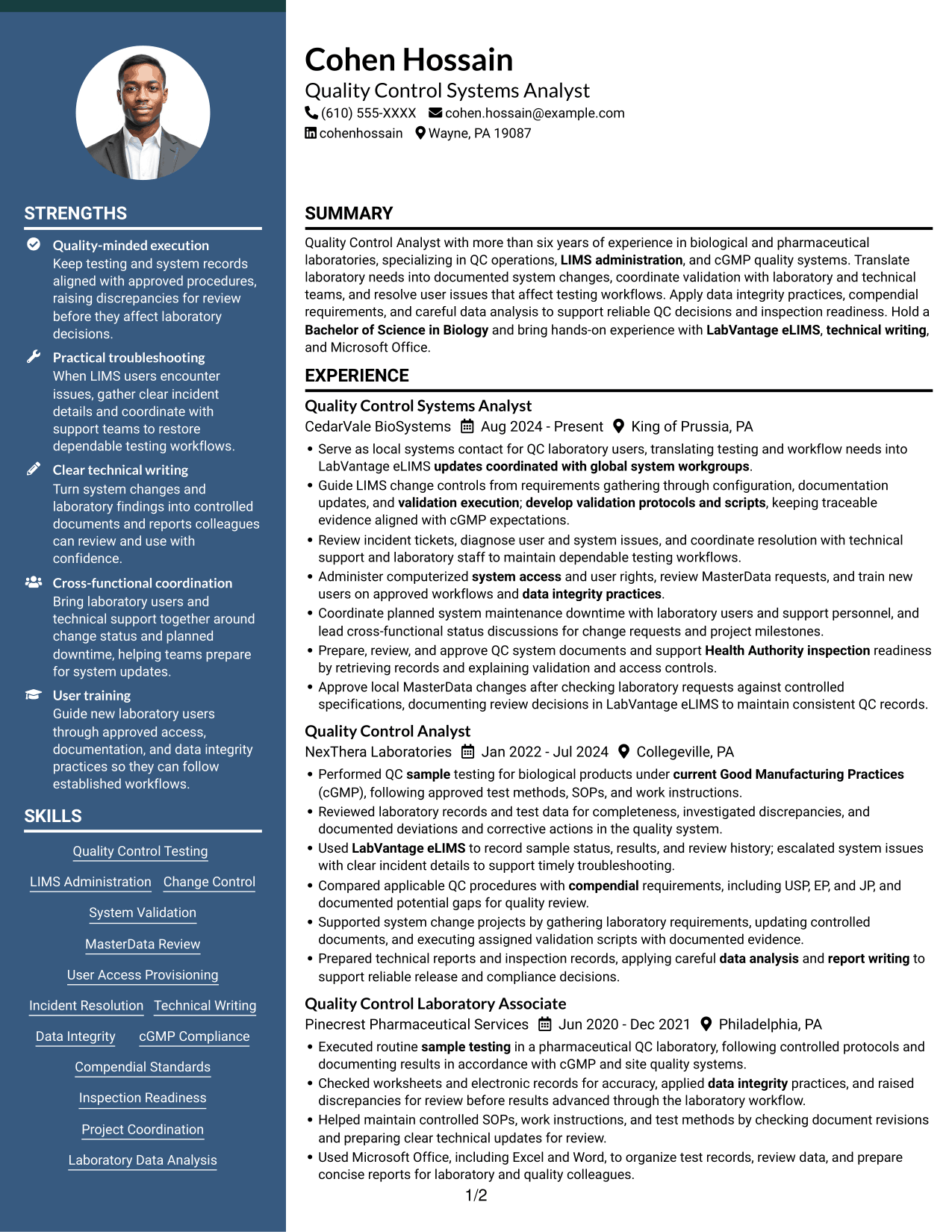 Resume example — page 1