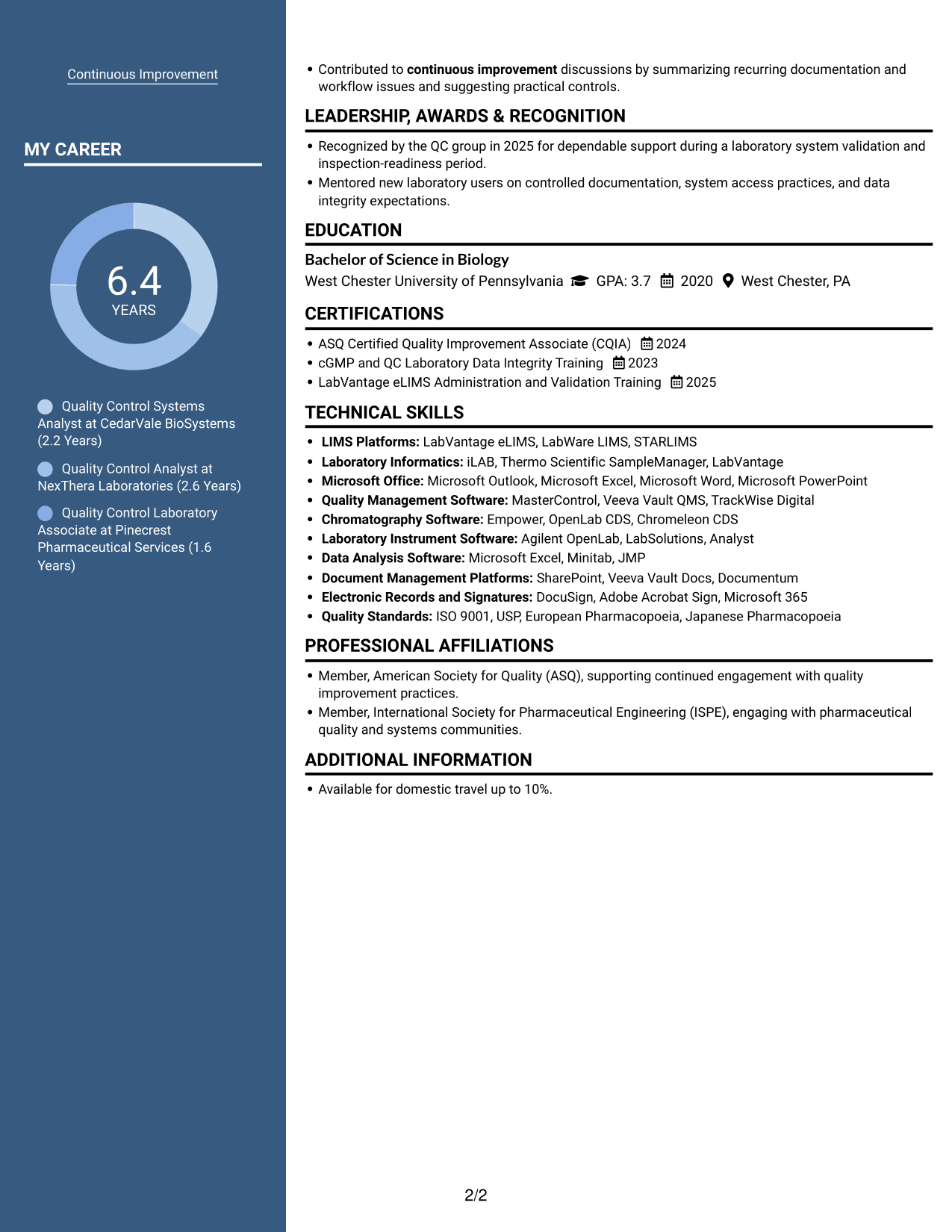 Resume example — page 2