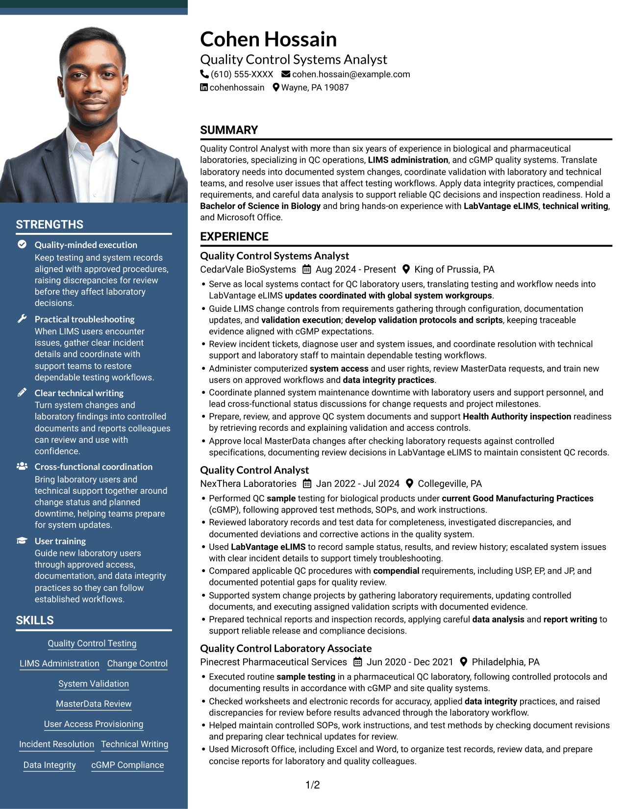 Resume example — page 1