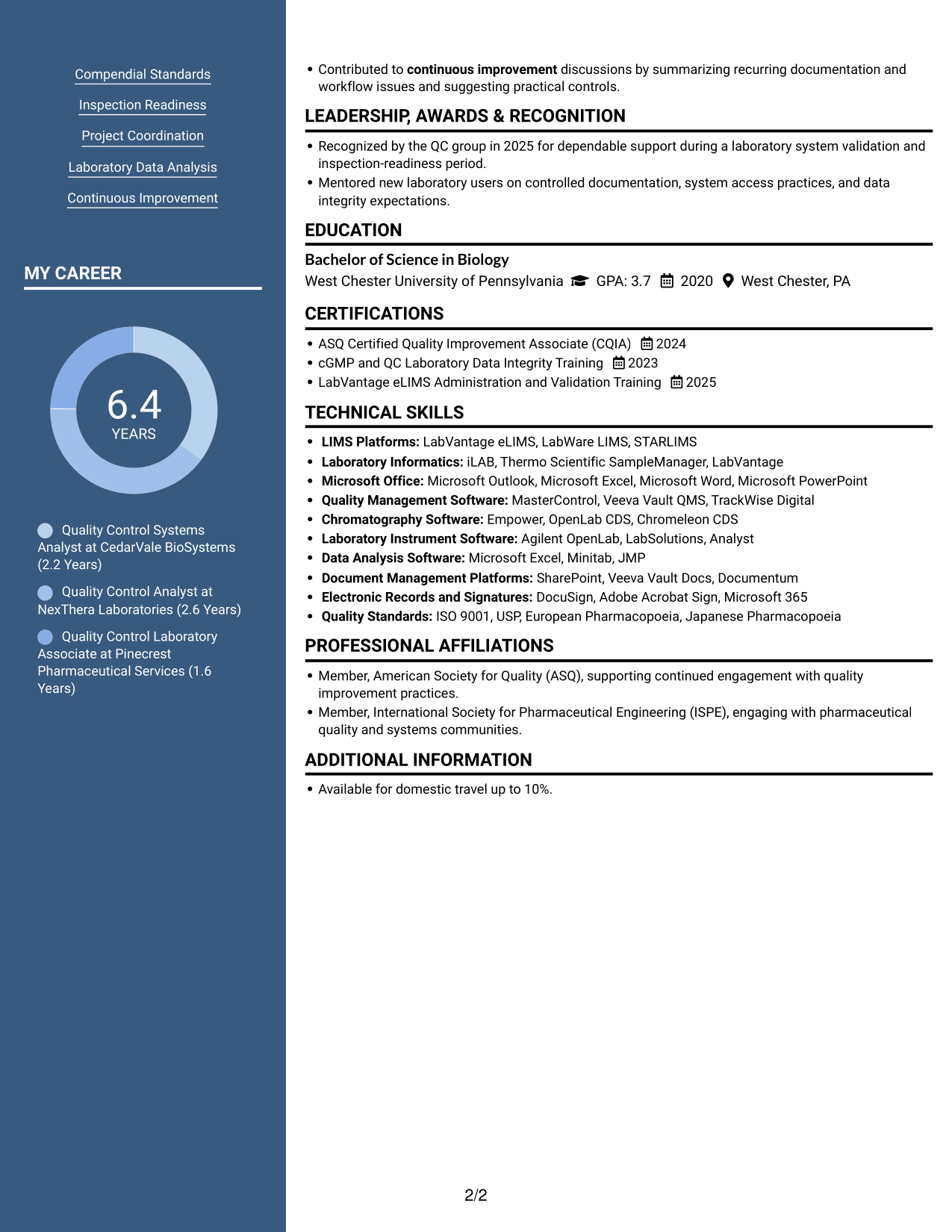 Resume example — page 2