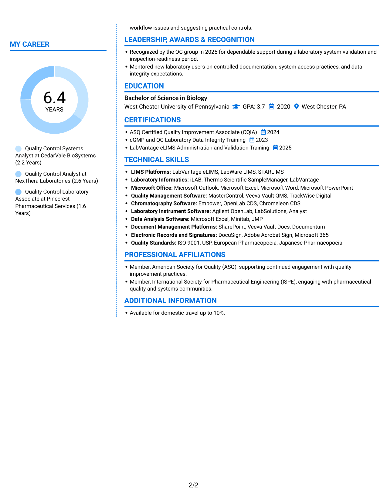 Resume example — page 2