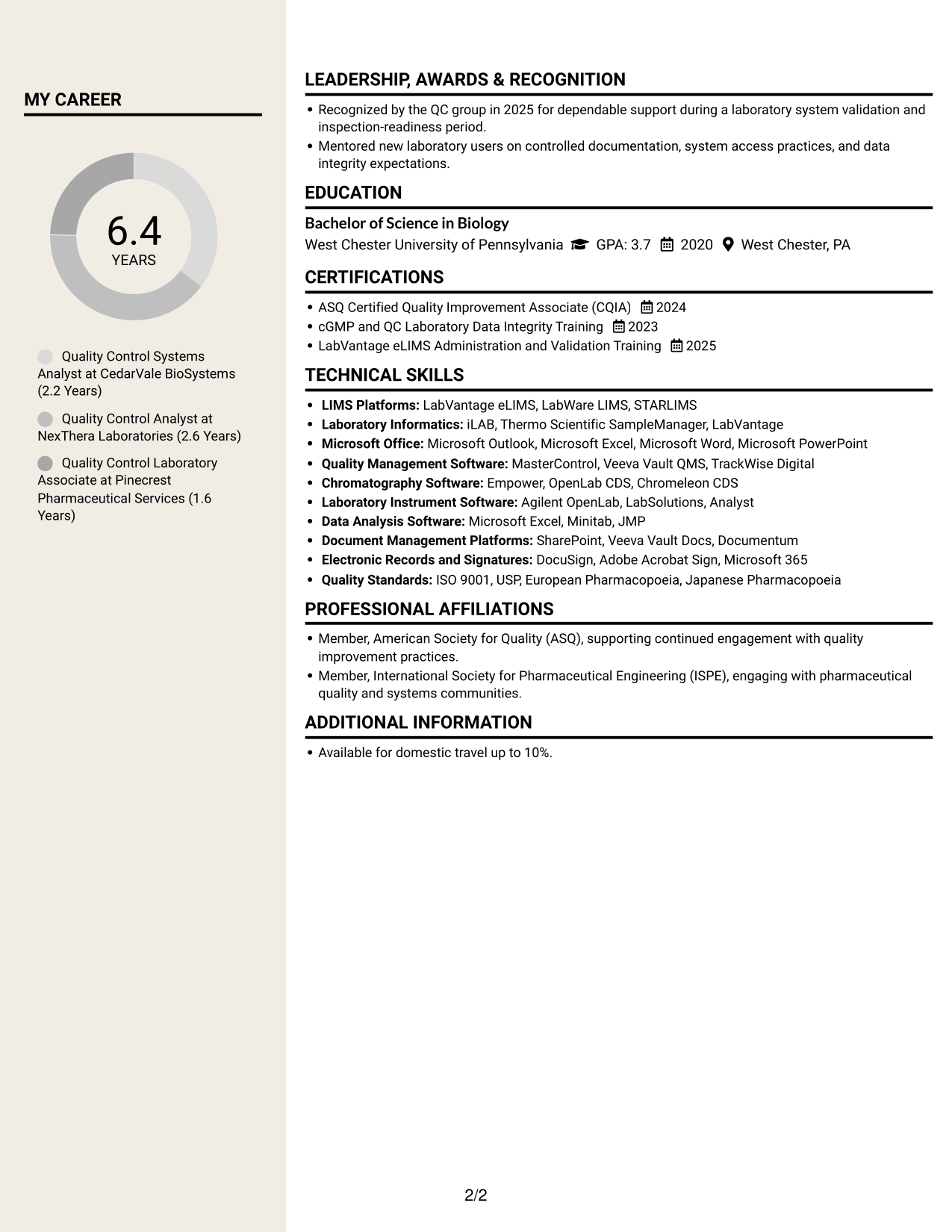 Resume example — page 2