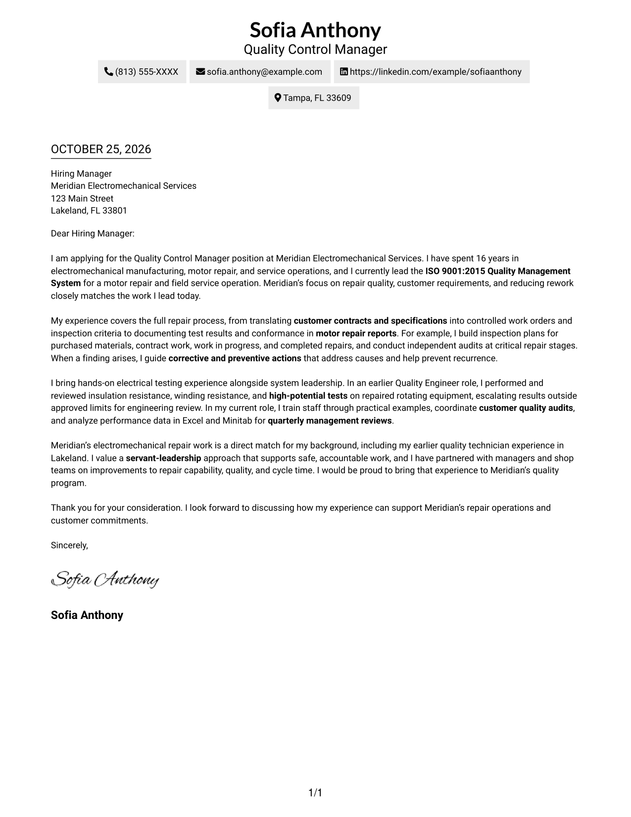 Cover letter example — page 1