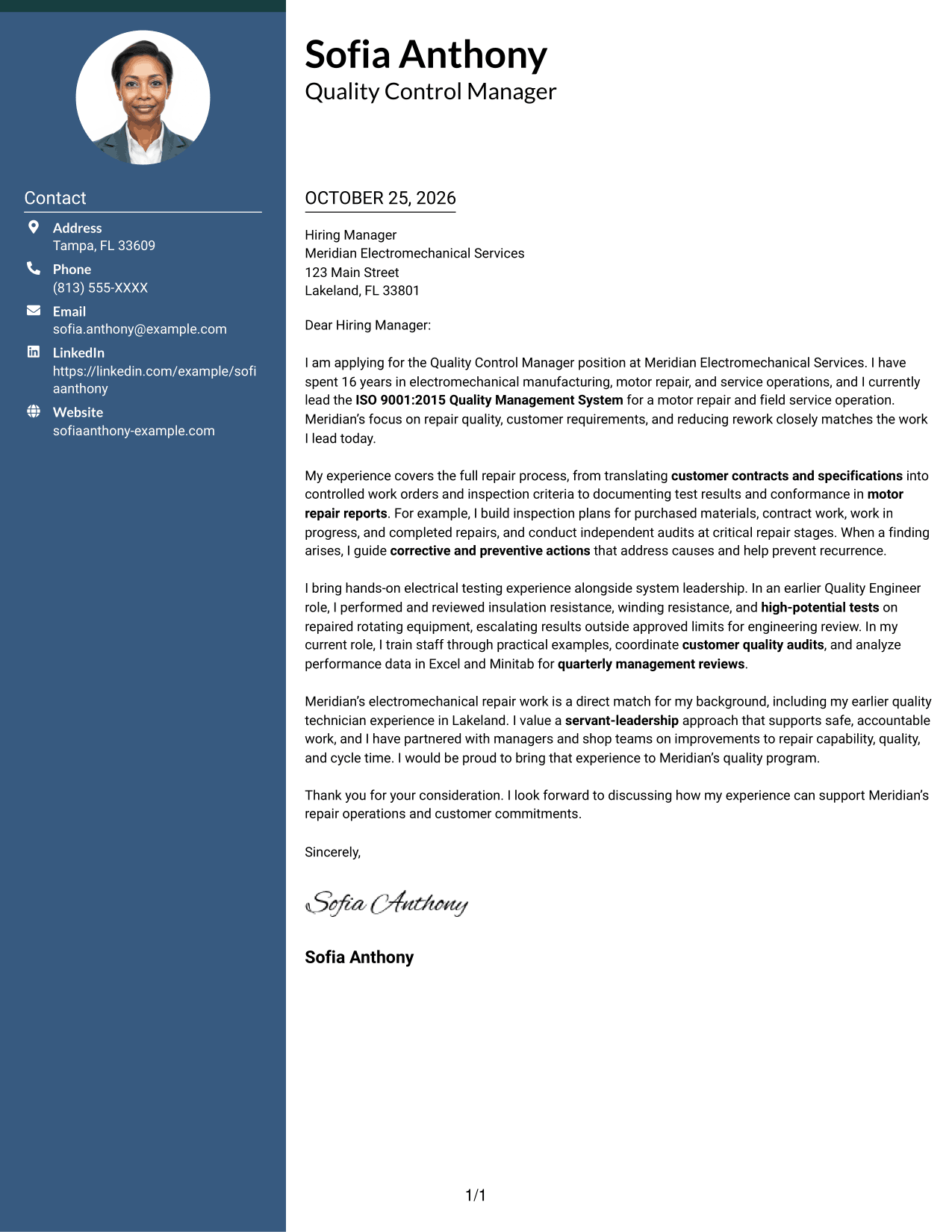Cover letter example — page 1