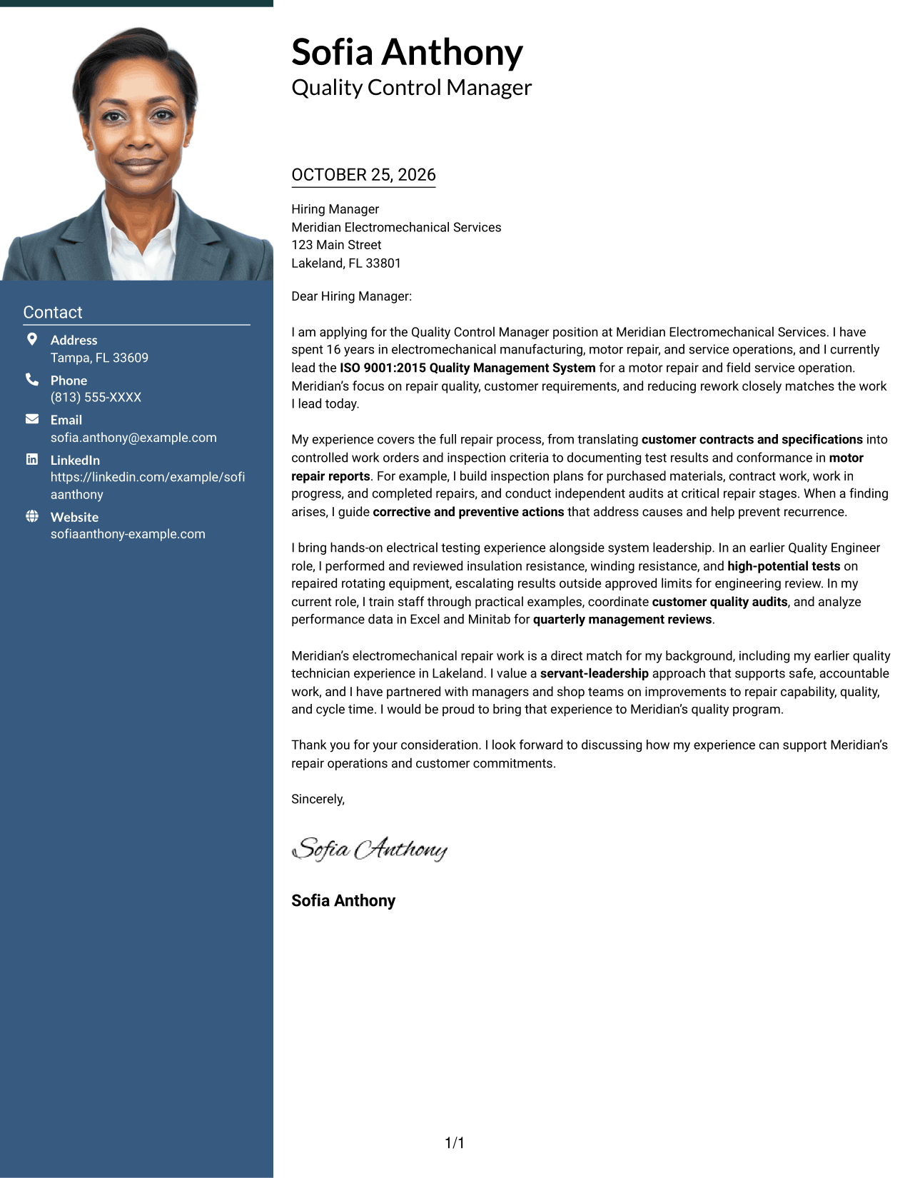Cover letter example — page 1