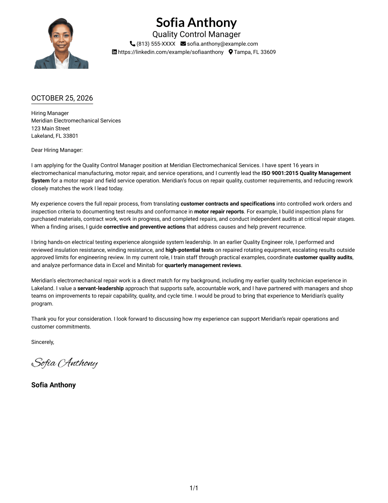 Cover letter example — page 1