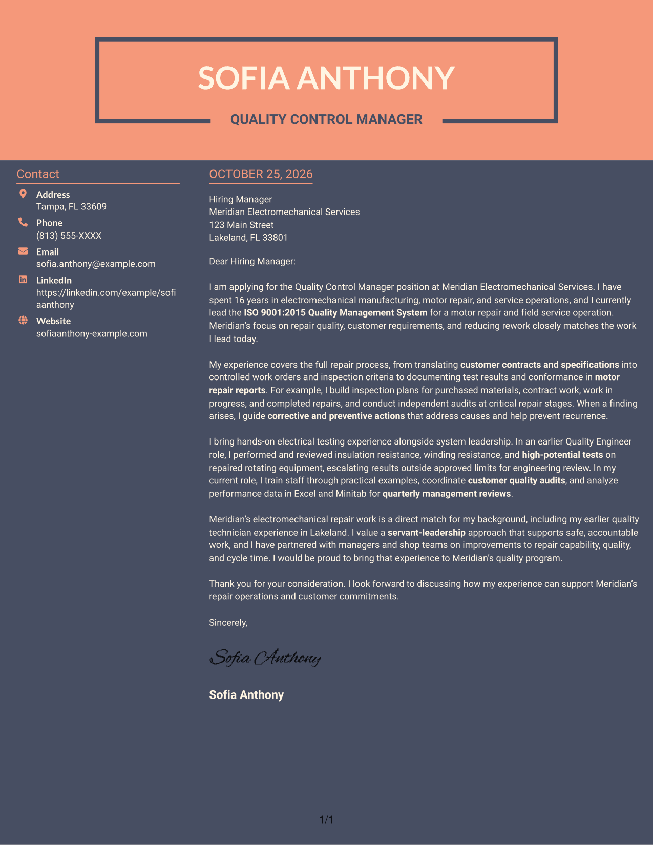 Cover letter example — page 1