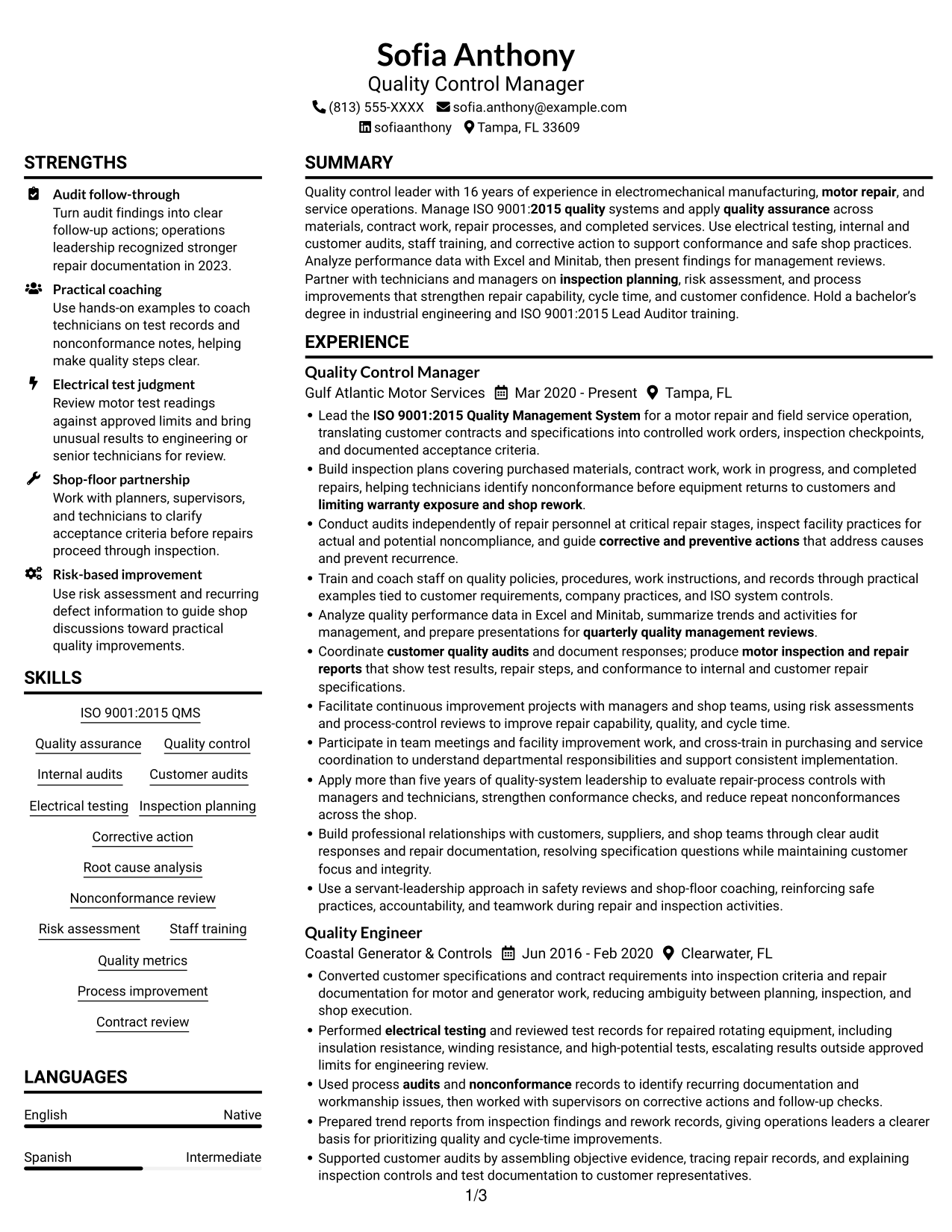 Resume example — page 1
