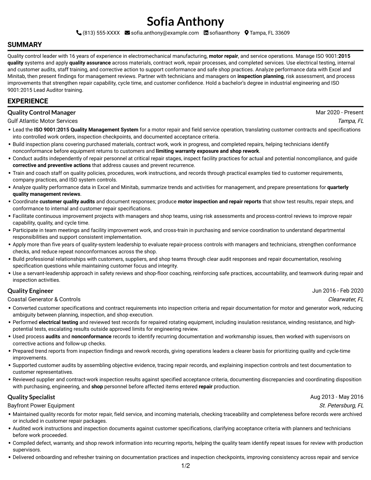 Resume example — page 1