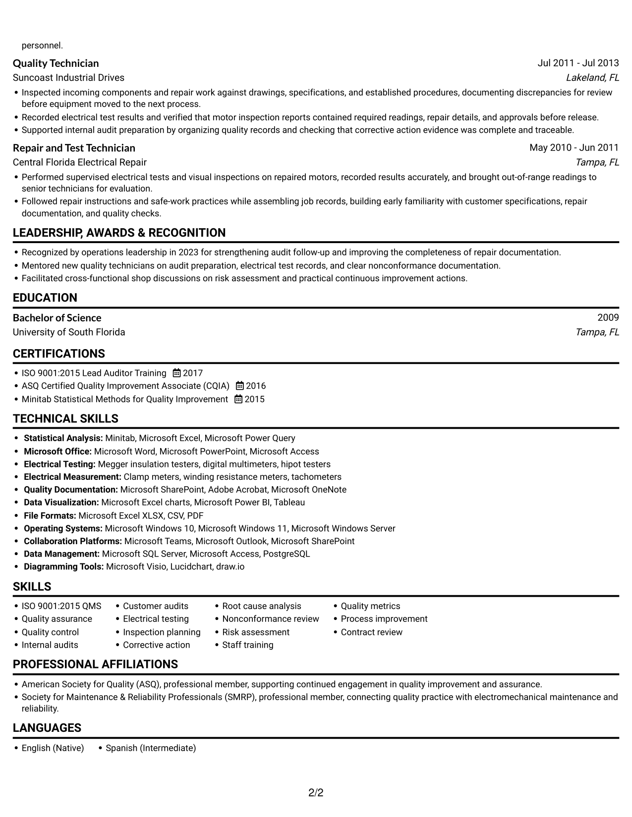 Resume example — page 2