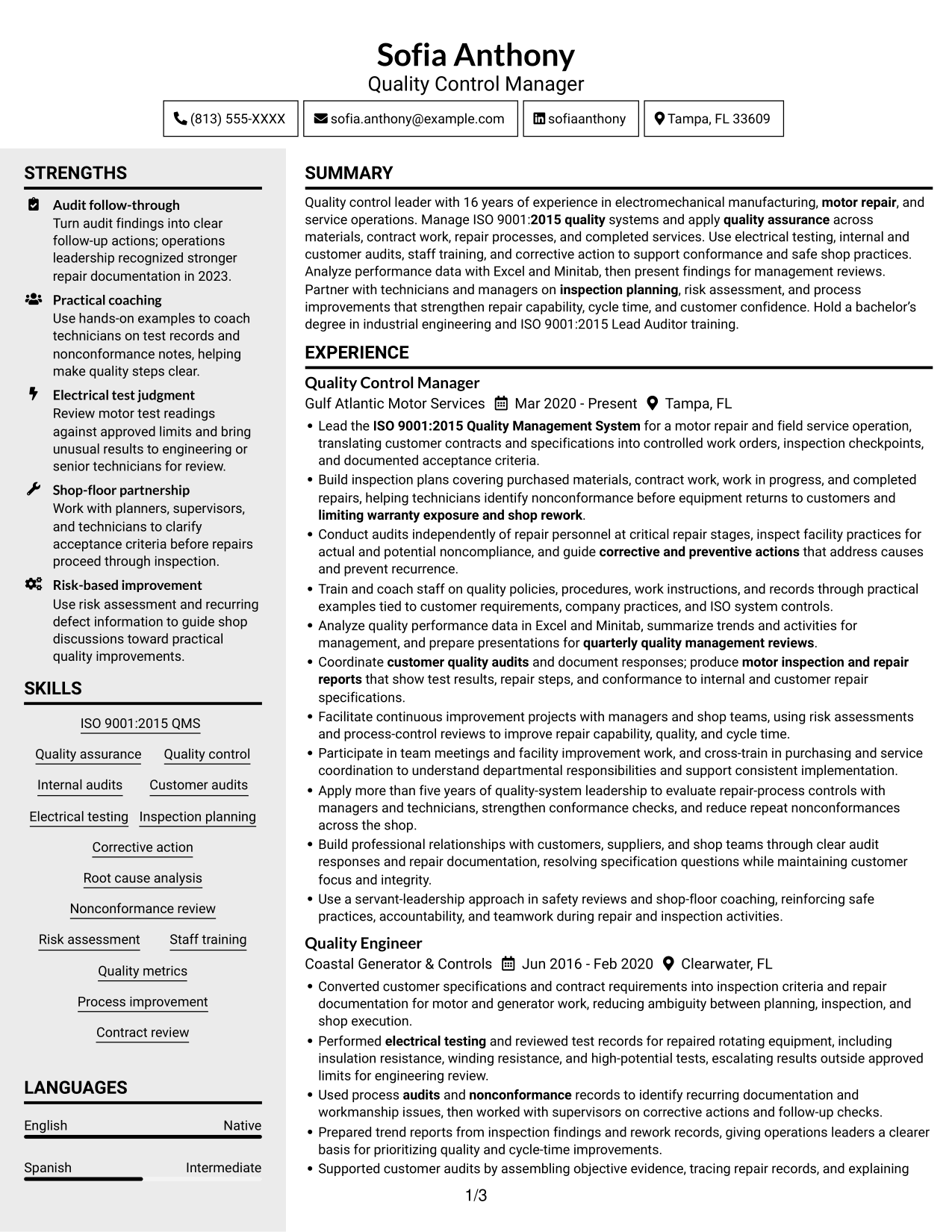 Resume example — page 1