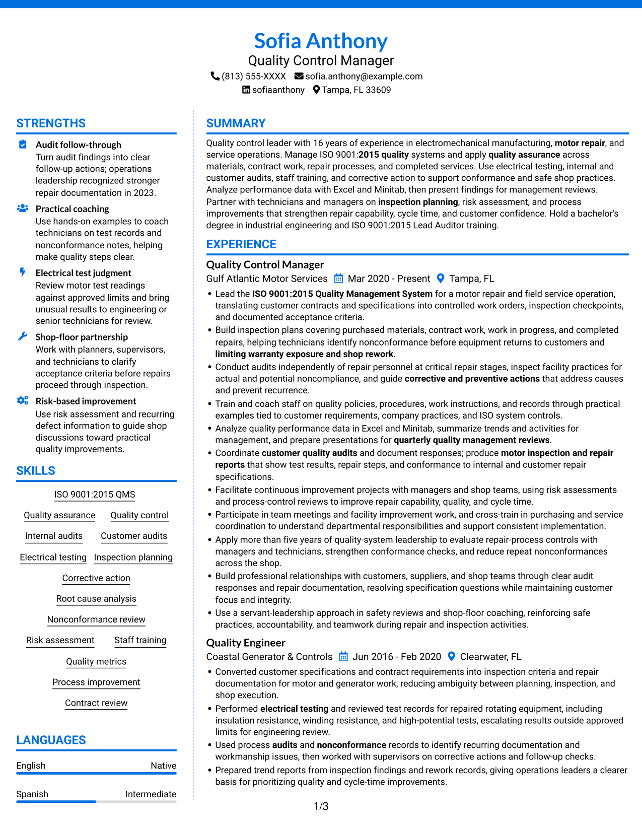 Resume example — page 1