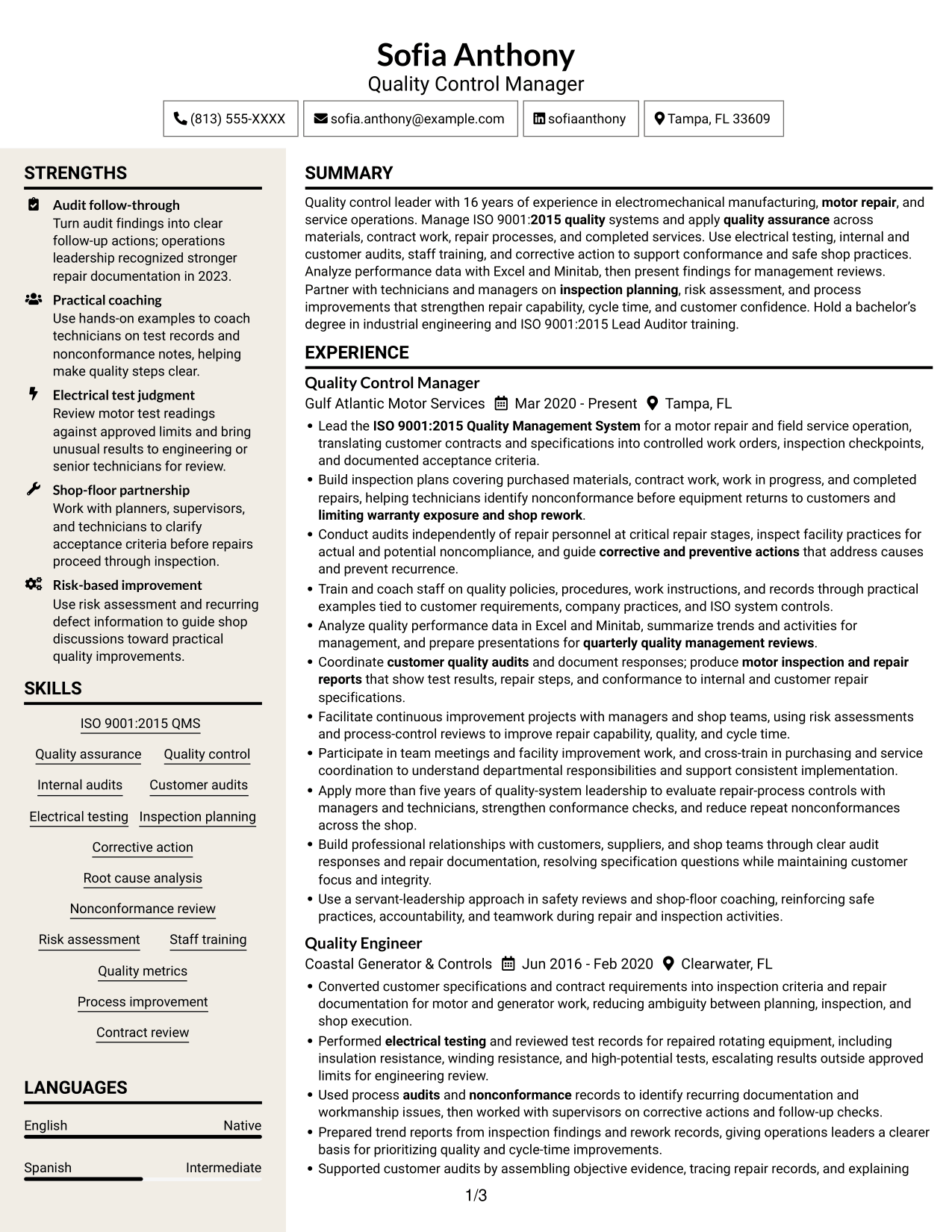 Resume example — page 1