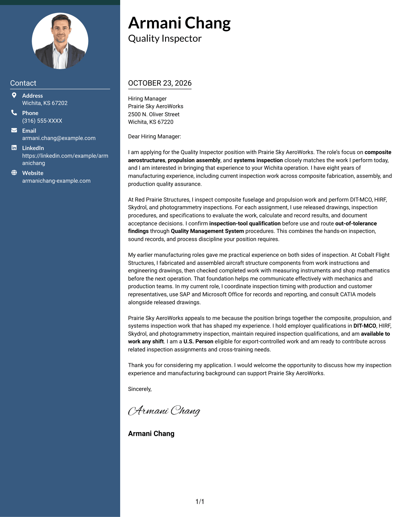 Cover letter example — page 1