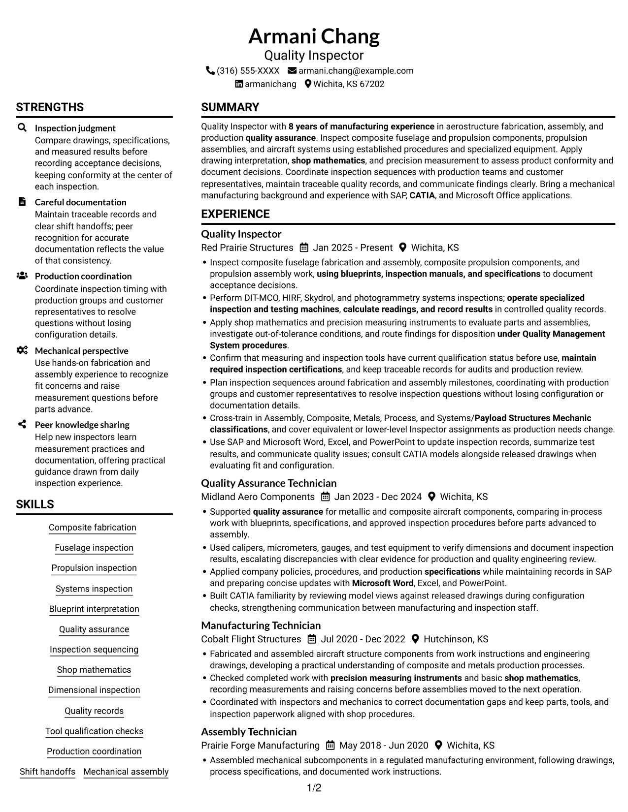 Resume example — page 1