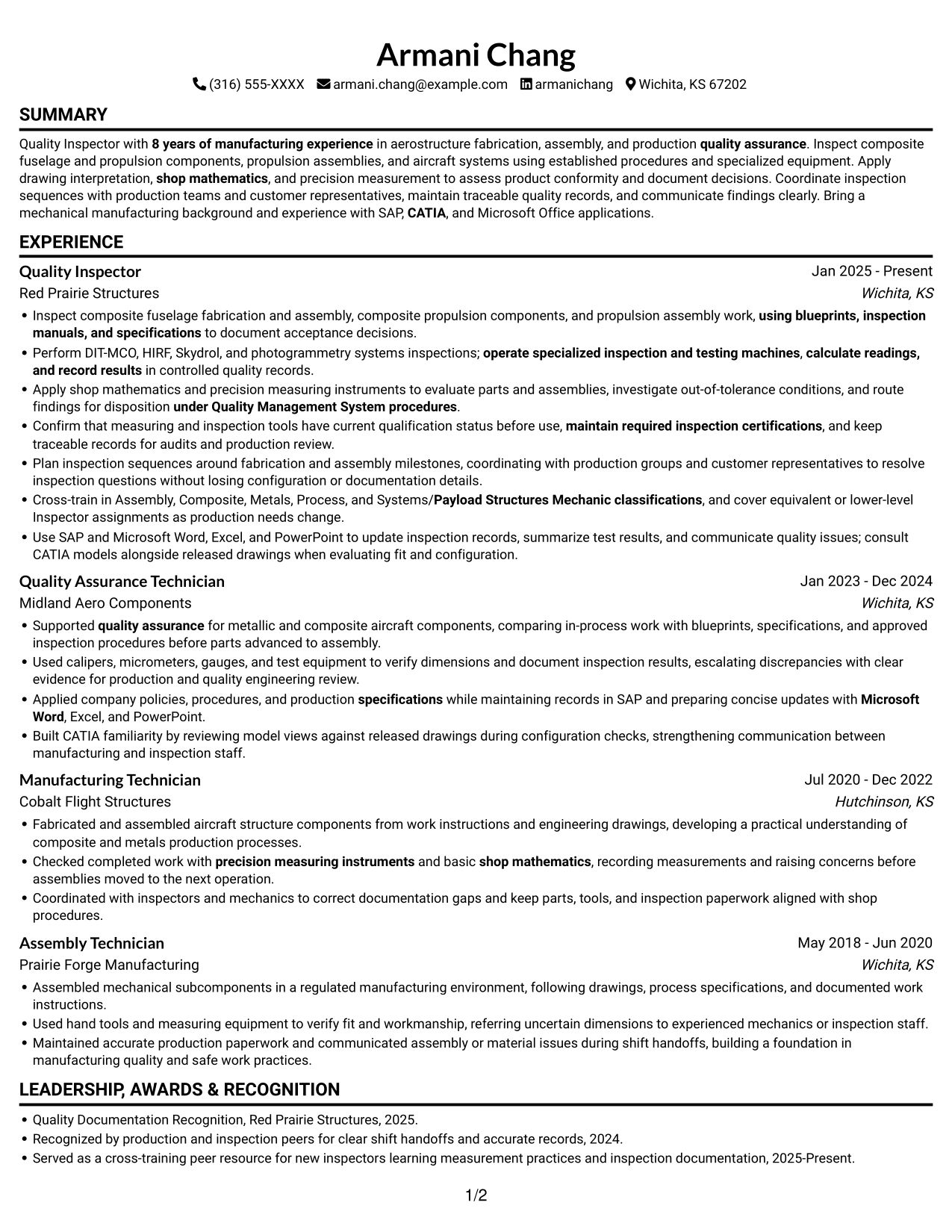 Resume example — page 1
